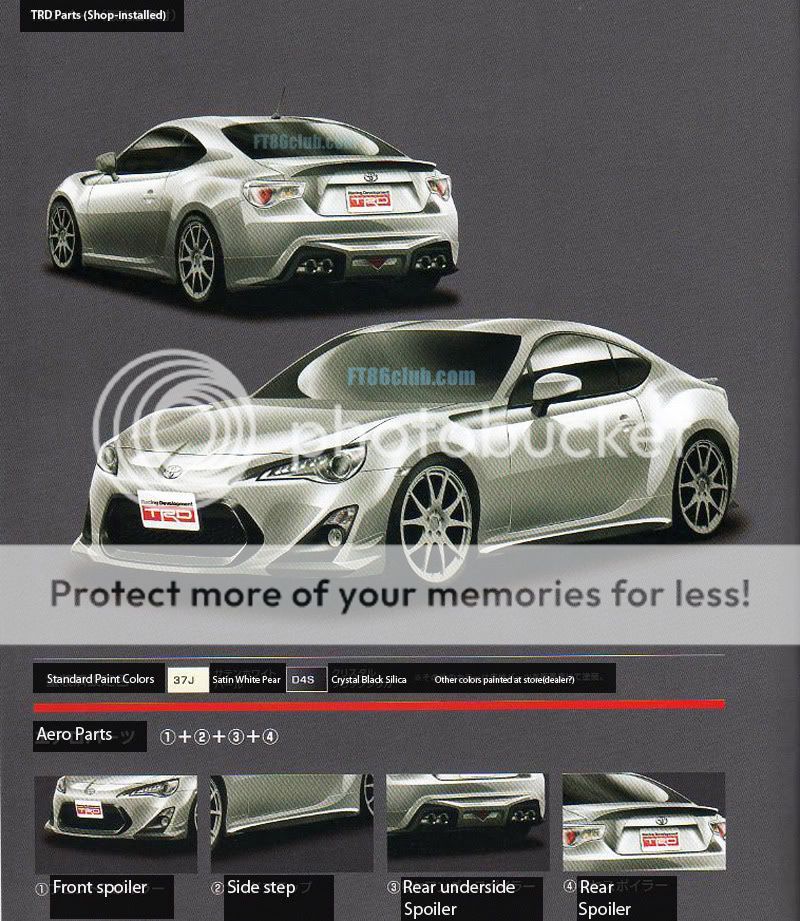 TRD Parts list for the '86 86 Club Toyota Owners Club Australia